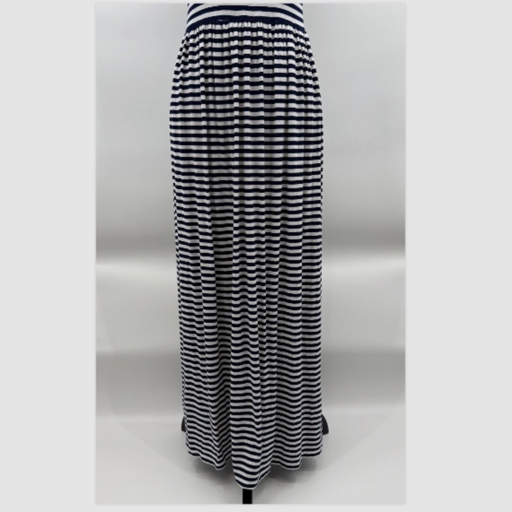 Loft Dress Women XS Petite White Blue Striped Sleeveless Long Coastal Nautical - Picture 3 of 11